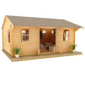 14ft x 10ft (4.26m x 3.04m) Neville 44mm Wooden Log Cabin (19mm Tongue and Groove Floor and Roof) (14 x 10) (14x10)