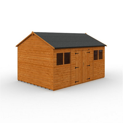 14ft x 10ft (4150mm x 2950mm) Horsforth Shiplap Apex Workman Shed with 4 Window (12mm Tongue and Groove Floor and Roof)