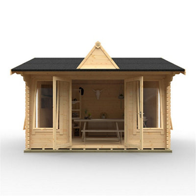 14ft x 10ft (4150mm x 2950mm) Horsforth "The Louisiana" 44mm Log Cabin With 4 Opening Windows