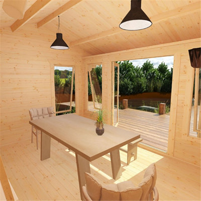 14ft x 10ft (4150mm x 2950mm) Horsforth "The Louisiana" 44mm Log Cabin With 4 Opening Windows - 4