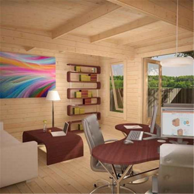 14ft x 10ft (4150mm x 2950mm) Horsforth "The Utah" 44mm Log Cabin With 3 Windows - 3