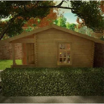 14ft x 12ft (4.26m x 3.65m) Amber 44mm Wooden Log Cabin (19mm Tongue and Groove Floor and Roof) (14 x 12) (14x12) - 5