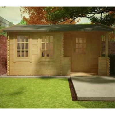 14ft x 12ft (4.26m x 3.65m) Amber 44mm Wooden Log Cabin (19mm Tongue and Groove Floor and Roof) (14 x 12) (14x12) - 6