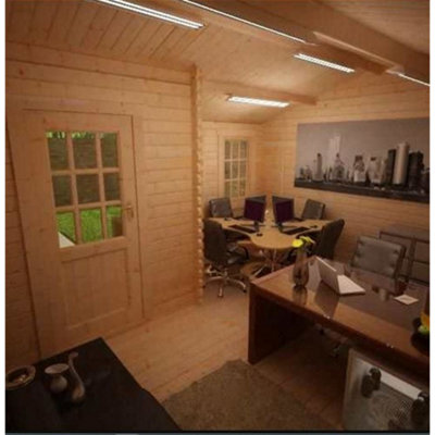 14ft x 12ft (4.26m x 3.65m) Amber 44mm Wooden Log Cabin (19mm Tongue and Groove Floor and Roof) (14 x 12) (14x12) - 7