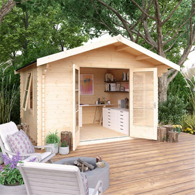14ft x 12ft (4150mm x 3550mm) Horsforth "The Topeka Plus" 44mm Log Cabin With 2 Opening Windows - 3