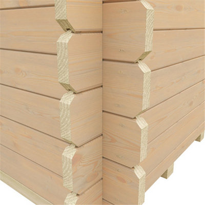 14ft x 12ft (4150mm x 3550mm) Horsforth "The Topeka Plus" 44mm Log Cabin With 2 Opening Windows - 7