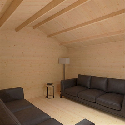 14ft x 14ft (4150mm x 4150mm) Horsforth "The Connecticut" 44mm Log Cabin With 2 Windows - 5