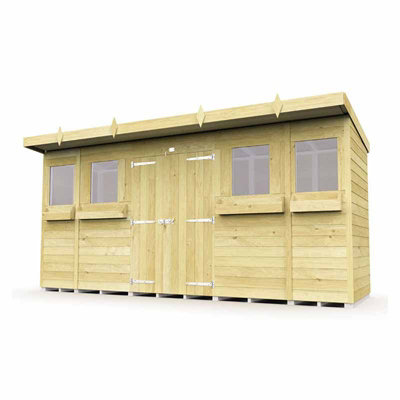 14ft x 4ft Pent Summer Shed - Wood - L 118 x W 417 x H 201 cm