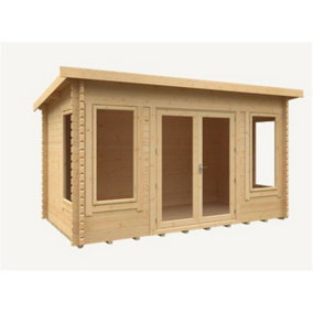 14ft x 8ft (4.26m x 2.43m) 44mm Wooden Log Cabin (19mm Tongue and Groove Floor and Roof) (14 x 8) (14x8)