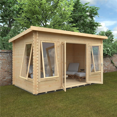 14ft x 8ft (4150mm x 2350mm) Horsforth "The Enfield" 44mm Log Cabin With 4 Opening Windows