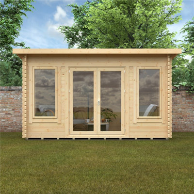 14ft x 8ft (4150mm x 2350mm) Horsforth "The Enfield" 44mm Log Cabin With 4 Opening Windows - 3