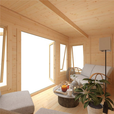 14ft x 8ft (4150mm x 2350mm) Horsforth "The Enfield" 44mm Log Cabin With 4 Opening Windows - 6