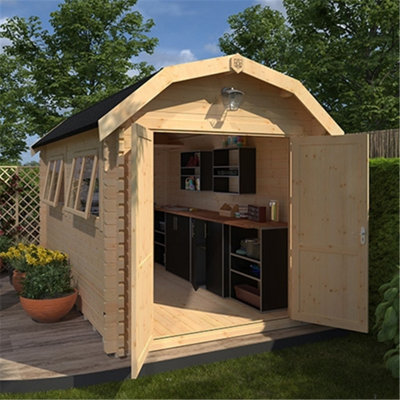 14ft x 8ft (4150mm x 2350mm) Horsforth "The Frankfort Plus" 44mm Log Cabin With 2 Opening Windows - 3