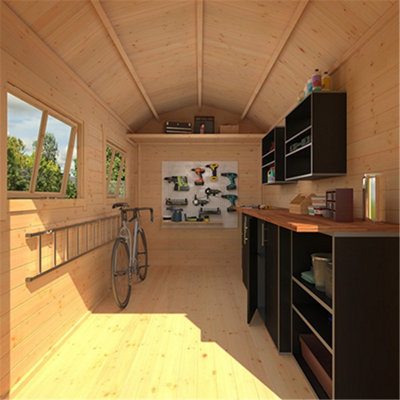 14ft x 8ft (4150mm x 2350mm) Horsforth "The Frankfort Plus" 44mm Log Cabin With 2 Opening Windows - 6