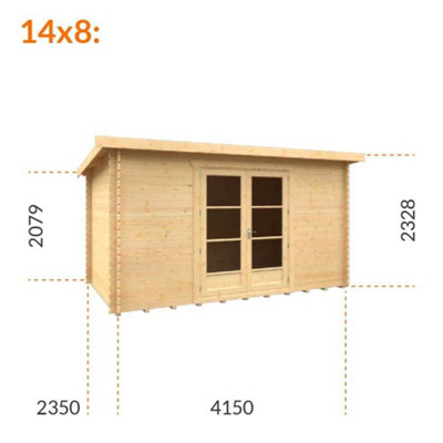14ft x 8ft (4150mm x 2350mm) Horsforth "The Hartford" 28mm Log Cabin - 9