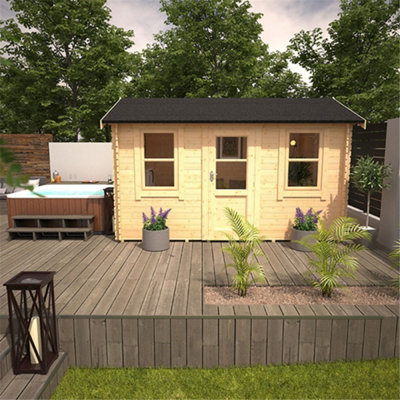 14ft x 8ft (4150mm x 2350mm) Horsforth "The Springfield" 28mm Log Cabin With 2 Opening Window - 3
