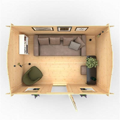 14ft x 8ft (4150mm x 2350mm) Horsforth "The Springfield" 28mm Log Cabin With 2 Opening Window - 5