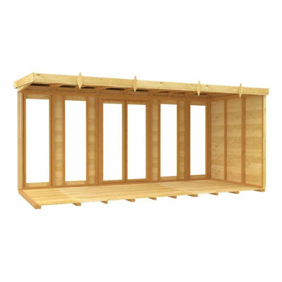 14ft x 8ft Pent Summer House (Full Height Window) - Wood - L 231 x W 417 x H 201 cm - 3