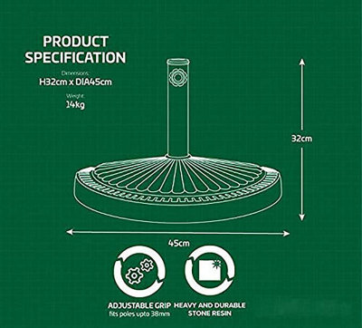 14KG Garden Round Parasol Base - 5