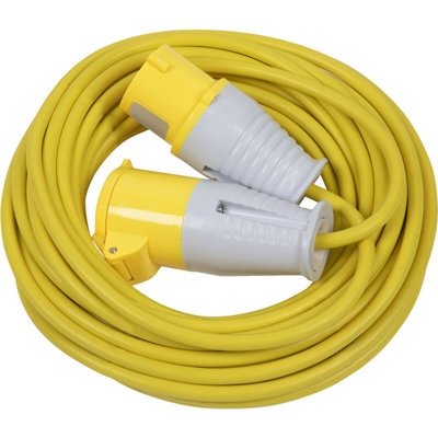 14m Extension Lead Fitted with 16A 110V Plug - Single 110V Socket - 2.5mm Cable