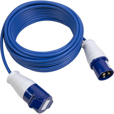 14m Extension Lead Fitted with 2P+E Plug - Single 230V 16A Socket - 1.5mm Cable