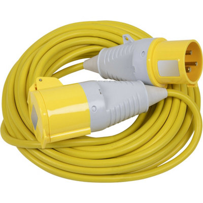 14m Extension Lead Fitted with 32A 110V Plug - Single 110V Socket - IP44 Rated - 5