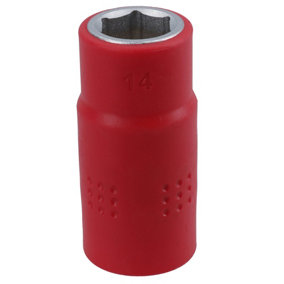 14mm 1/2in drive VDE Insulated Shallow Metric Socket 6 Sided Single Hex 1000 V