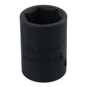 14mm 3/8in Drive Shallow Stubby Metric Impacted Socket 6 Sided Single Hex