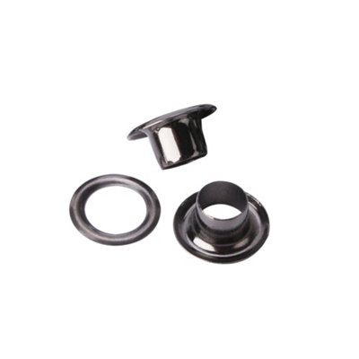 14mm Chrome Coated Brass Eyelets with Washers, Gunmetal, 100pcs