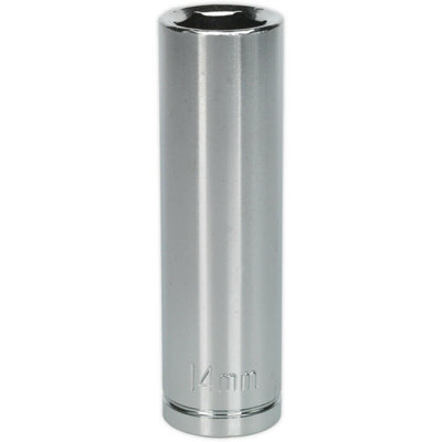 14mm Chrome Plated Deep Drive Socket - Professional Grade Carbon Steel Tool