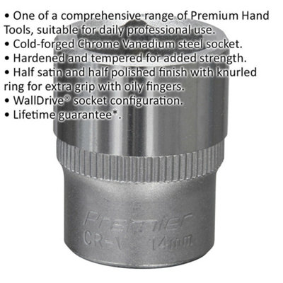 14mm Chrome Vanadium Drive Socket - Durable 1/4" Square Drive Tool for Professionals