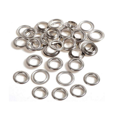 14mm Eyelets with Washers, Silver - 100pcs