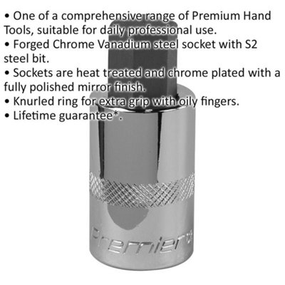 14mm Forged Hex Socket Bit - 1/2" Square Drive - Chrome Vanadium Wrench Socket