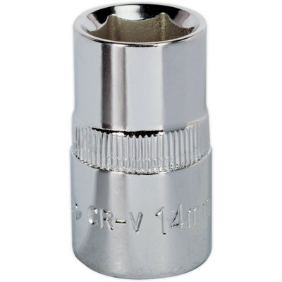 14mm Forged Steel Drive Socket - Premium Chrome Vanadium - 1/2 Inch Square Drive