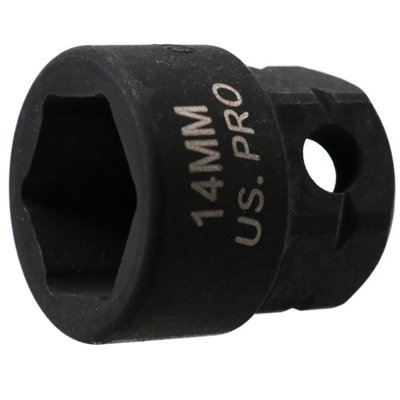 14mm Metric Stubby 3/8" Drive Shallow Impact Socket Hex Shank 25mm Depth