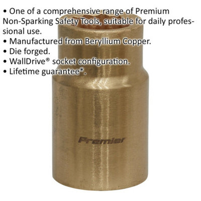 14mm Non-Sparking WallDrive Socket - Durable Beryllium Copper Construction