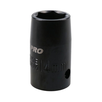 14mm Shallow Impact Socket 1/2" Drive 6 Point 36mm Length Chrome Vanadium Steel