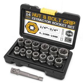 14PC Damaged Impact Screw Removal Bolt Nut Extractor Twist Socket Tool Kit Set