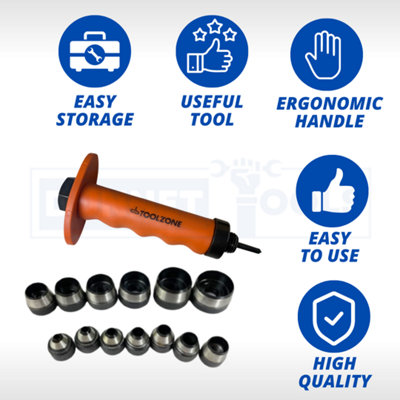 14pc Hole Punch Set Heat Treated Carbon Steel Hobby Engineering Safety Equipment - 6