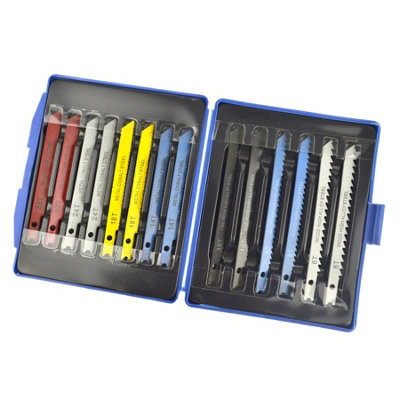 14pc Jigsaw Blade Set U Shank Fitting Jig Saw Metal Blades Black