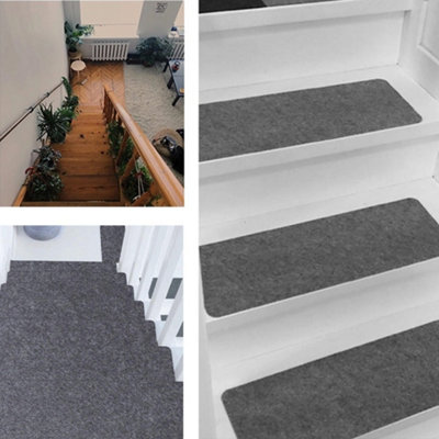 14Pcs Dark Grey Indoor Anti Slip Self Adhesive Stair Treads Floor Mat Step 55 x 20cm - 5