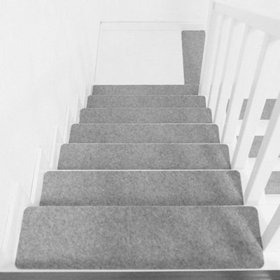 14Pcs Light Grey Rectangular Anti Slip Self Adhesive Stair Treads Floor Mat Step Runners 55 x 20cm