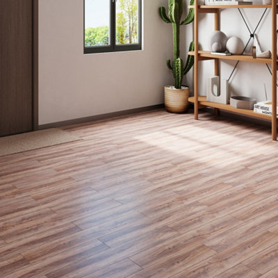 14pcs Wood Grain SPC Vinyl Flooring in Brown