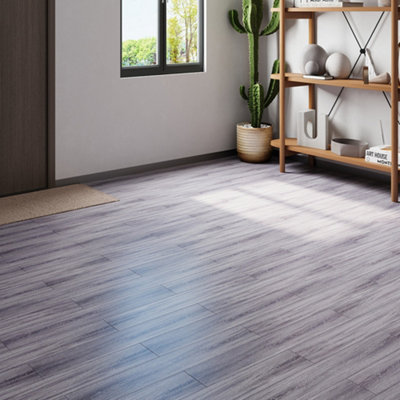 14pcs Wood Grain SPC Vinyl Flooring in Grey Rectangle Flooring