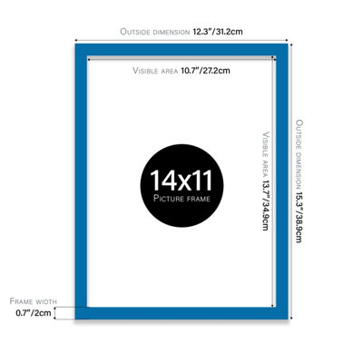 14x11 Blue Picture Frame (35.6 x 27.9cm) Poster, Photo, Artwork, Gallery Wall or Print