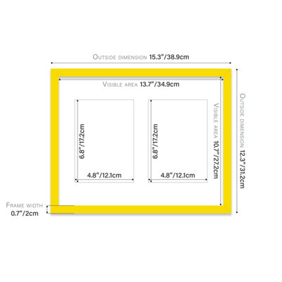 14x11 Inch 2 Opening Photo Collage Frame, Display Two 7x5 Inch Photos ...