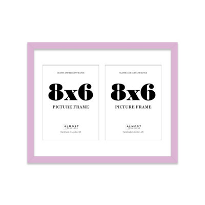 14x11 Inch 2 Opening Photo Collage Frame, Display Two 8x6 Inch Photos, Multi Aperture Family Picture Frame, Lilac