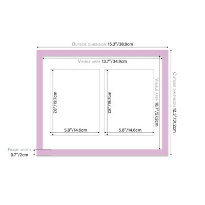 14x11 Inch 2 Opening Photo Collage Frame, Display Two 8x6 Inch Photos, Multi Aperture Family Picture Frame, Lilac