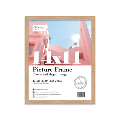 14x11 Oak Picture Frame (35.6 x 27.9cm) Poster, Photo, Artwork, Gallery Wall or Print