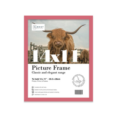 14x11 Pink Picture Frame (35.6 x 27.9cm) Poster, Photo, Artwork, Gallery Wall or Print